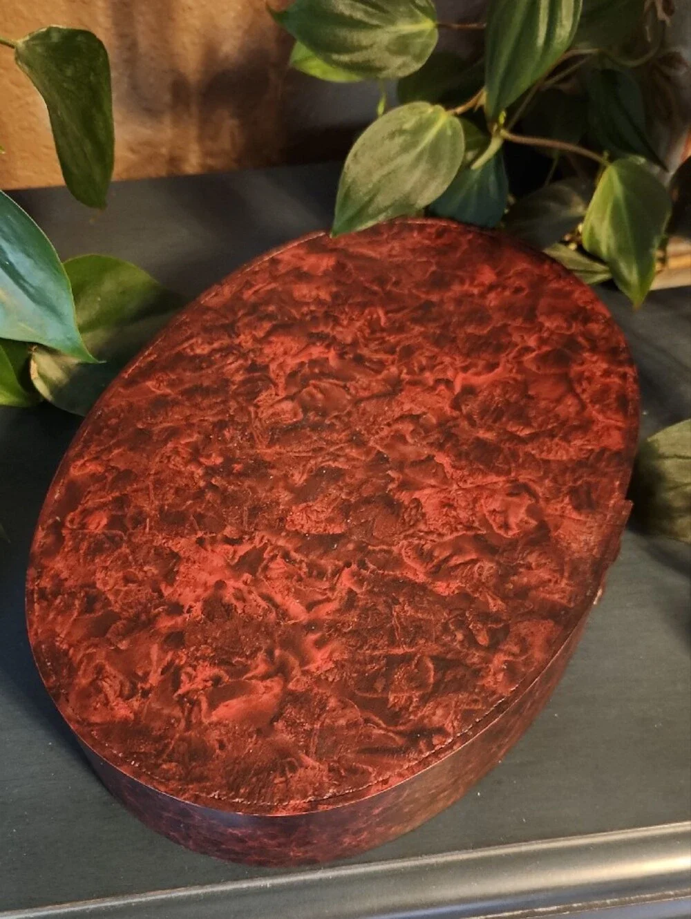 Shaker Style Grain Painting Oval Box Signed By Artist EUC